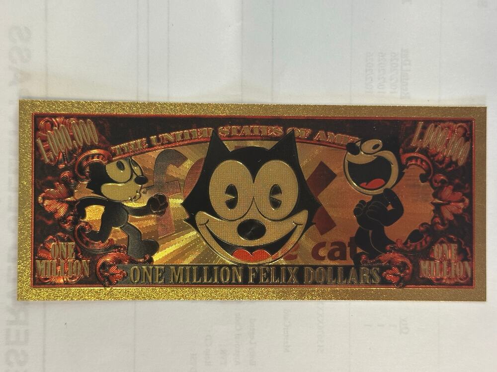 Felix the Cat Gold Foil Million Dollar Novelty Collectible Note